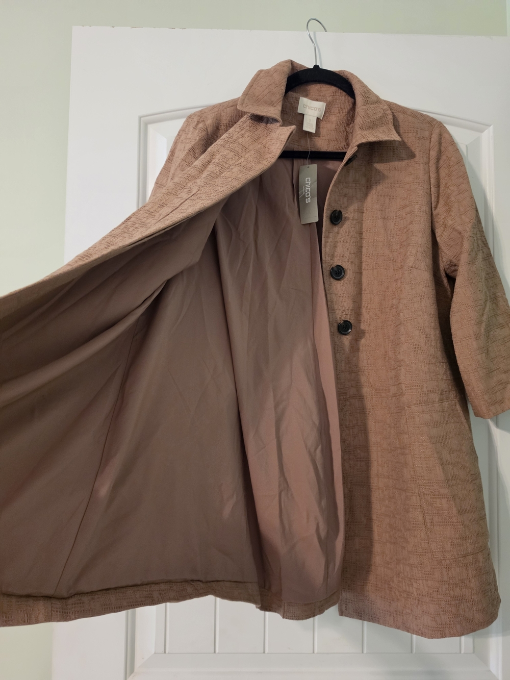 Chico's Women's Tan Textured Jacquard Jacket Sz-1-M/8